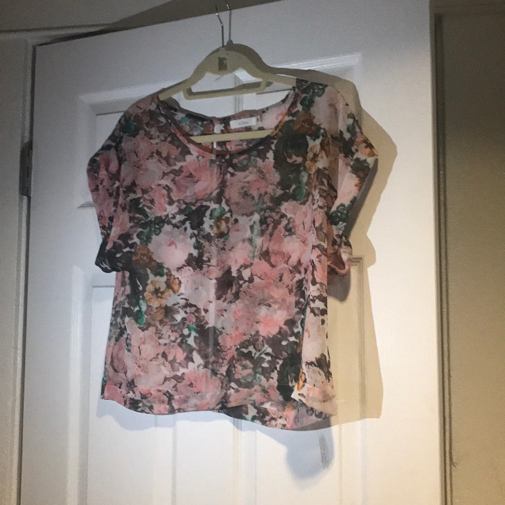 Open back floral See-through blouse